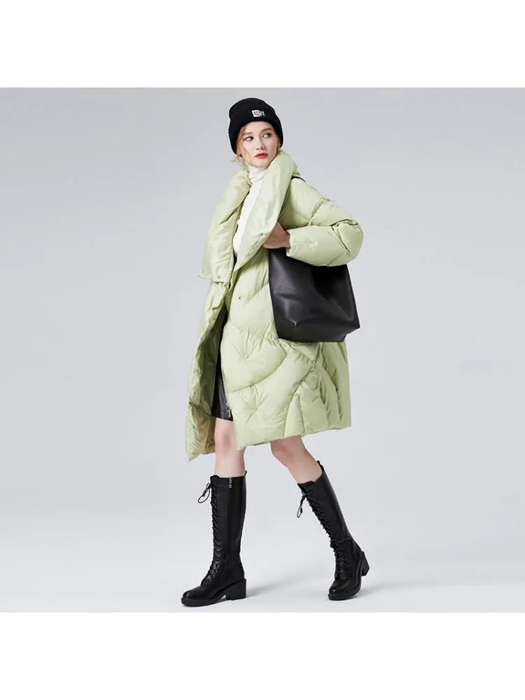 2022 Winter New High Collar Loose Thicked Coffee Warmer Bread Clothing Jackets Women Long Black 90 White Duck Down Coats