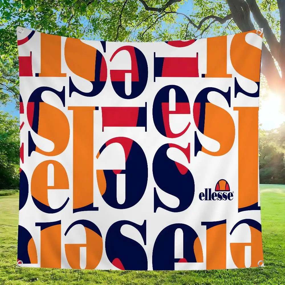 Фото Флаг для кемпинга E-Ellesse в ретро-спортивном стиле, высококачественная печать на баннере, художественная атмосфера. №5