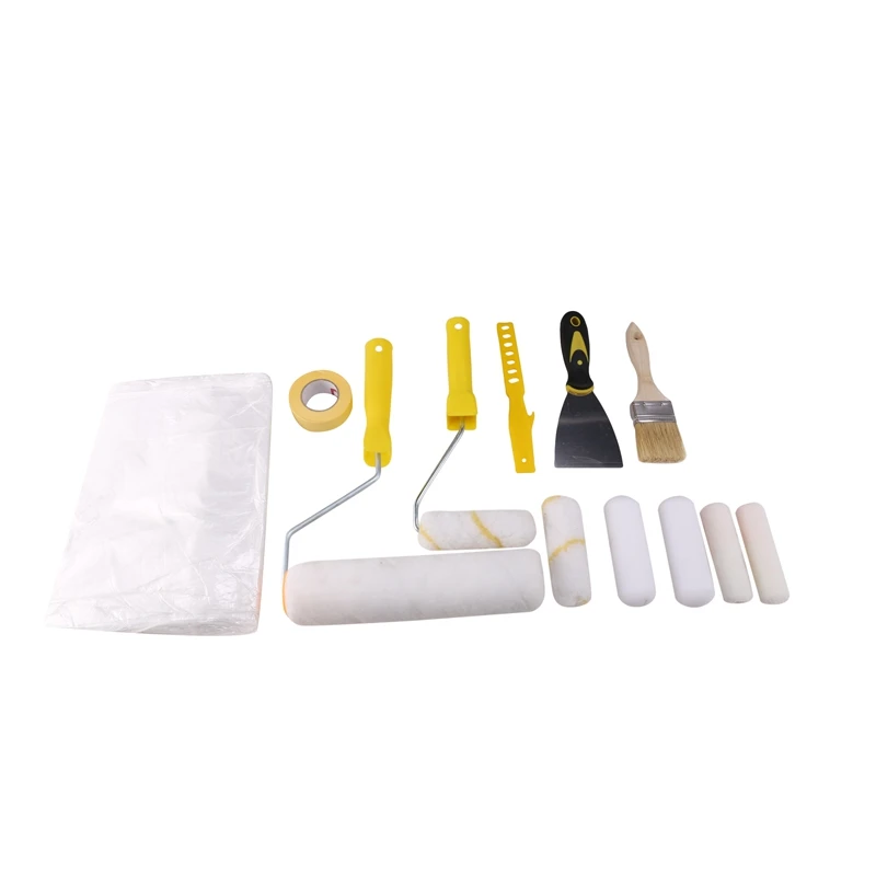 

14Pcs Paint Brushes Set 4-Inch Mini Roller Cover Refills For Wall Bathtub Paint Refinishing Sponge Roller Kit