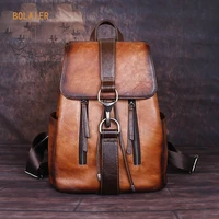 bolaier new large capacity classic leather backpack unisex travel school bag top leather scratch resistant and durable backpacks