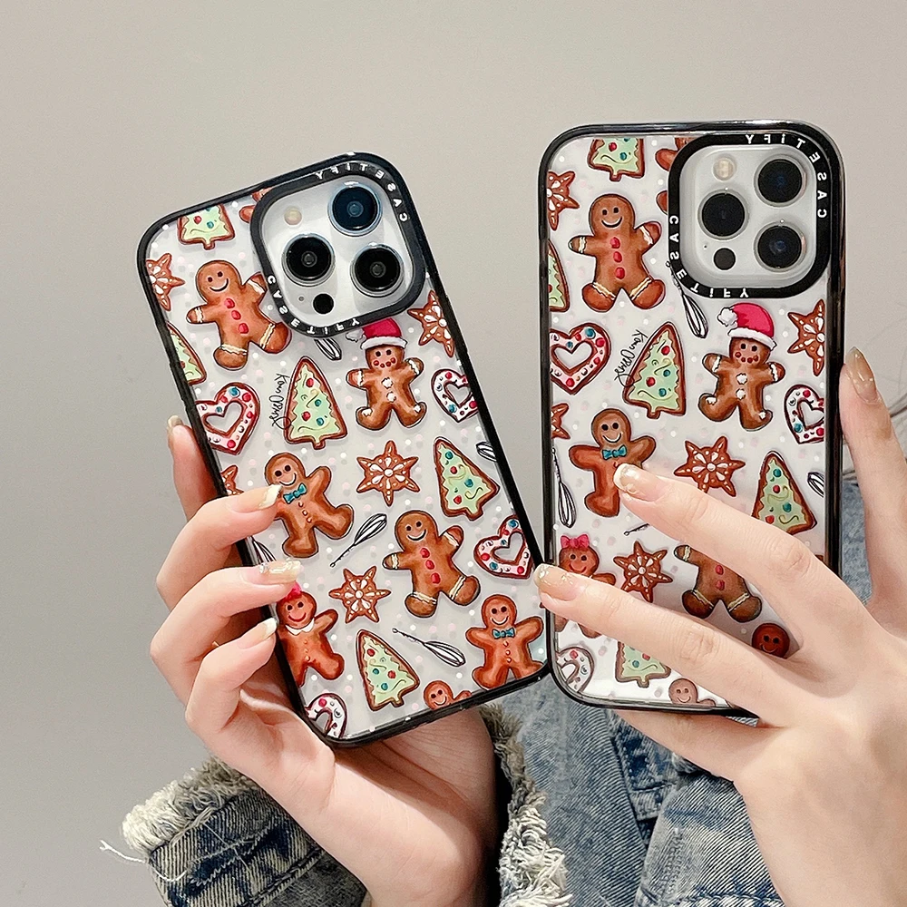 

CASETIFY Christmas Gingerbread Man Phone Case for Iphone 11 12 13 14 Pro Max Plus SE 202 Fashion Transparent Cartoon