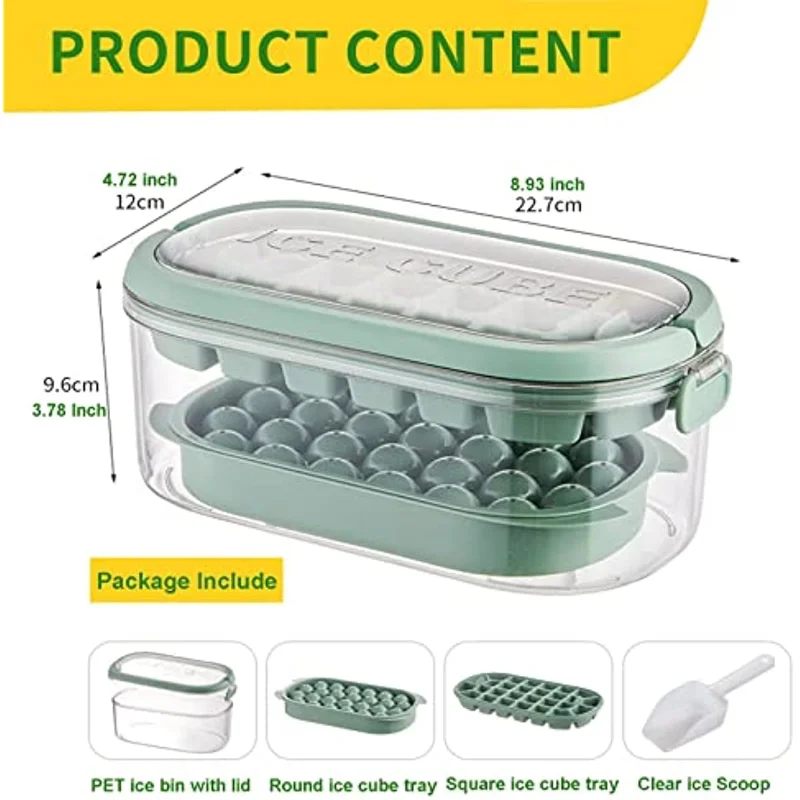 

Portable 2 In 1 Ice Cube Mold and Storage Box Treatment High Capacity 54 Slots Ice Hockey Maker Summer Ice Drink Kitchen Tools