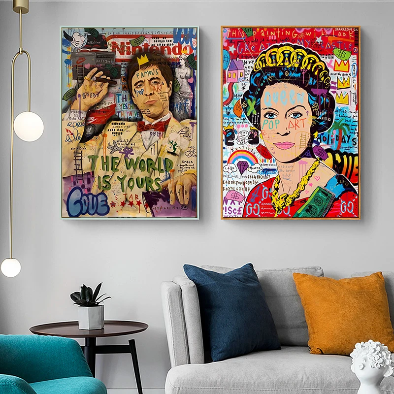 Граффити Бэнкси-стрит персонажи холст живопись искусство скандинавские плакаты