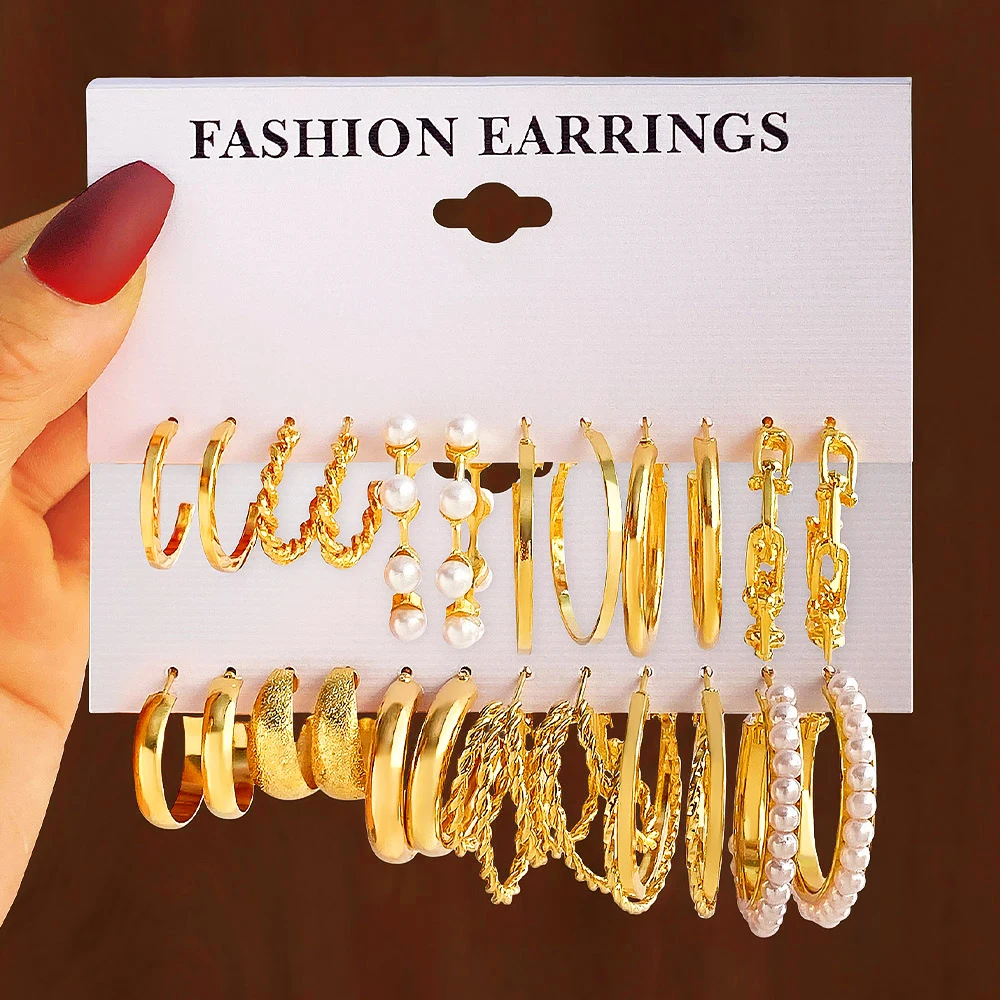 

Золотистые серьги IFMIA для женщин и девушек, модные геометрические жемчужные металлические серьги, модные ювелирные изделия, новые подарки ...