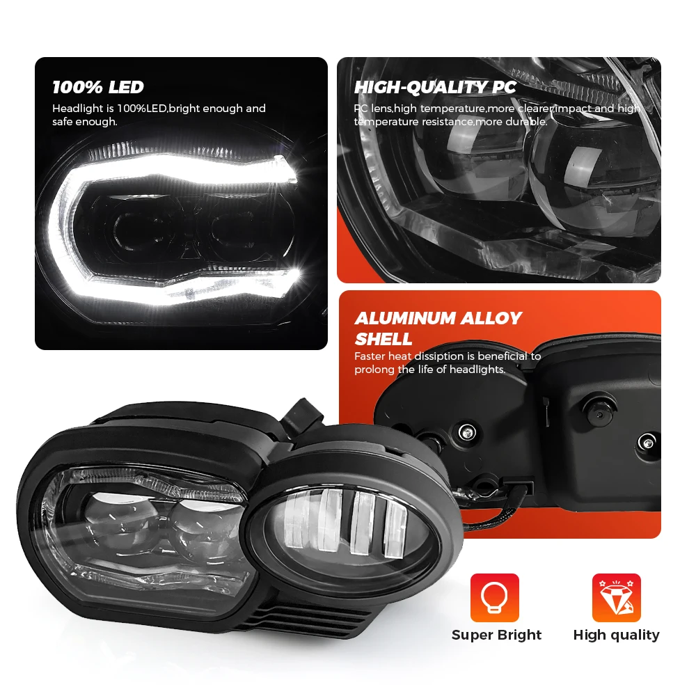 Светодиодные фары для мотоциклов BMW K1200R 2005-2009 K1300R 2010-2013 дальнего ближнего света DRL