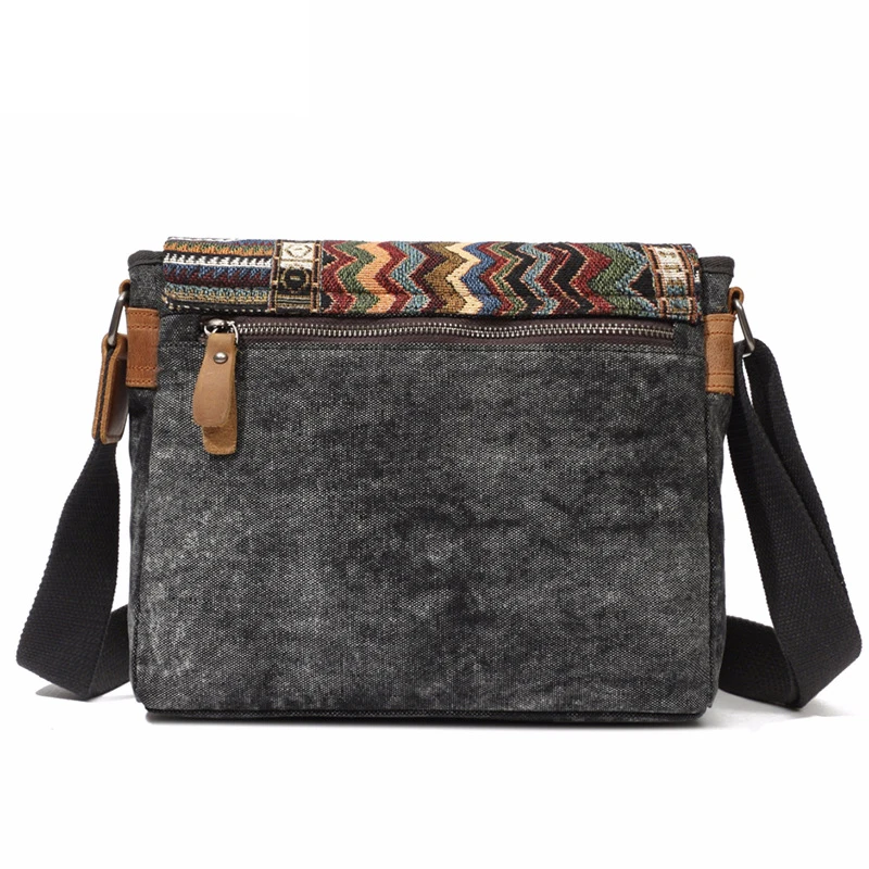 

Shoulder 2021 Patchwork Young Bag High-end Canvas National Flap Bag Style Women Crossbody Sling Quality Bag Waxed Color