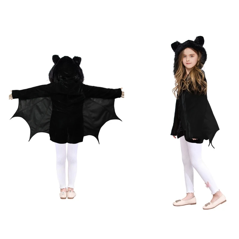 

Костюм для косплея на Хэллоуин, Детский комбинезон для косплея летучая мышь, комбинезон с капюшоном и крыльями для мальчиков и девочек, кост...