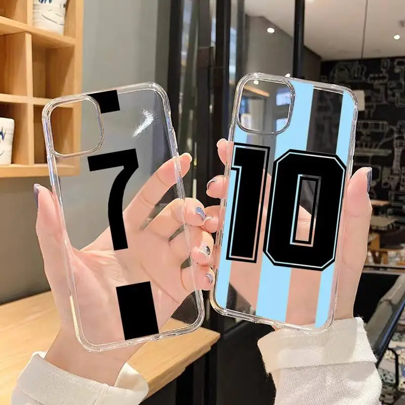 

Football lucky number Phone Case Transparent soft For iphone 12 11 13 7 8 6 s plus x xs xr pro max mini