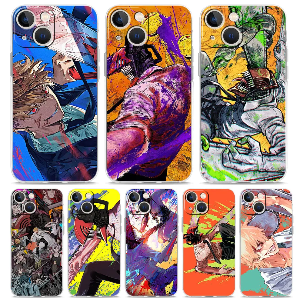 

Anime Chainsaw Man Pochita Denji Clear Soft Phone Case For iPhone 14 13 12 11 Pro Max XS X XR SE 7 8 Plus Shockproof Cover