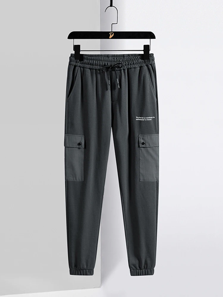 2022 nova primavera verão carga sweatpants masculino roupas esportivas preto cinza corredores casuais algodão calças de pista plus size 6xl 7xl 8xl