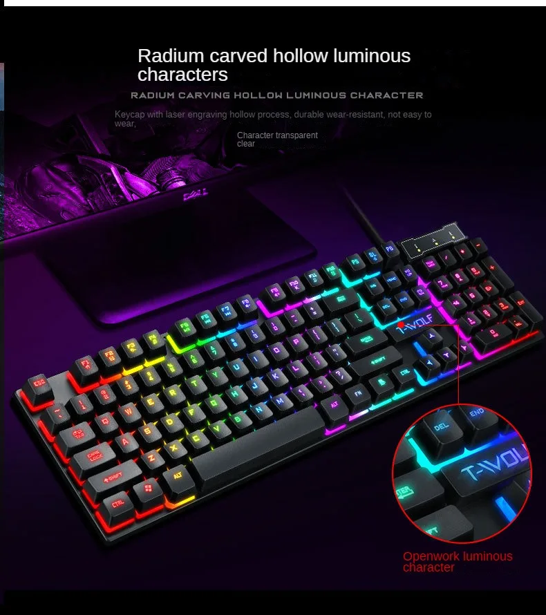 Русская версия проводная клавиатура для ПК Gamer с подсветкой компьютера