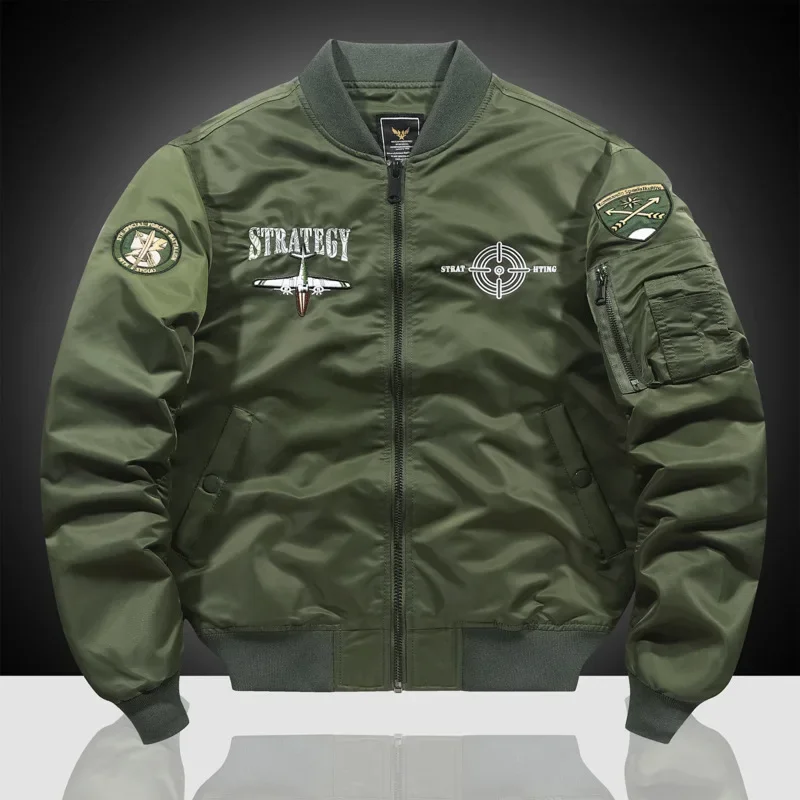 Мужская повседневная куртка с вышивкой стильная Осенняя коллекция Ma-1