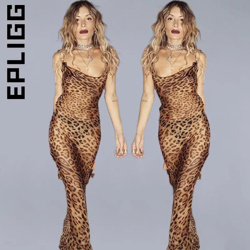 

Платье Epligg женское с леопардовым принтом, пикантное мягкое уличное винтажное, ленивое