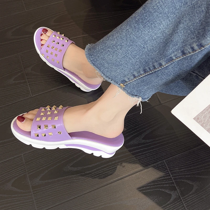 

Женские туфли на толстой подошве, удобные нескользящие туфли с открытым носком в европейском и американском стиле, размер 43, для лета, 2022