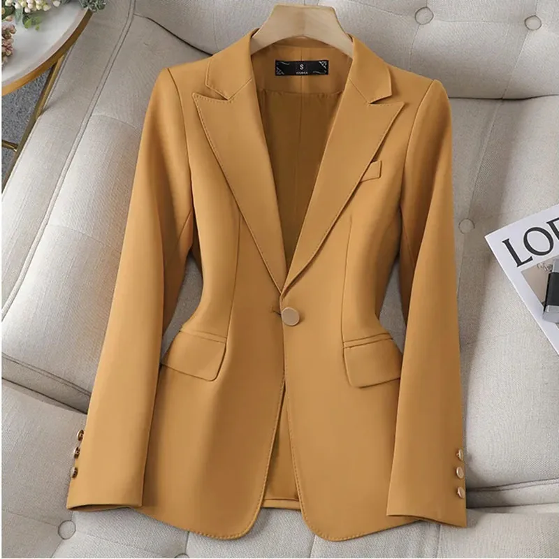

2023 New Ladies Solid Formal Blazer Female Business Work Wear Jacket Coat Spring Autumn Blazer Women Outerwear Casual Tops 4XL