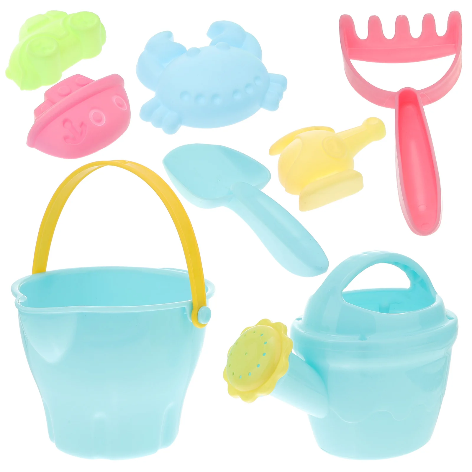 

8Pcs Sand Toys Toddler Portable Multipurpose Sand Bucket Sand Castle Mold Watering Can Sandbox Toys Beach Toys