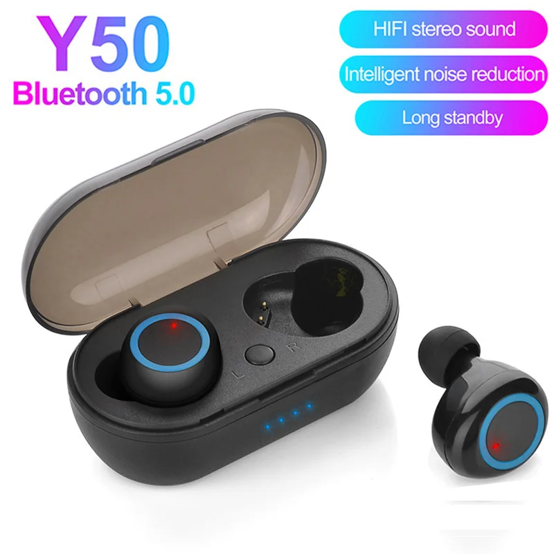 

New Y50 Wireless Bluetooth headphones TWS Hifi stereo noise-cancelling earbuds In-ear touch headsets Music Sport earplugs PK Y30