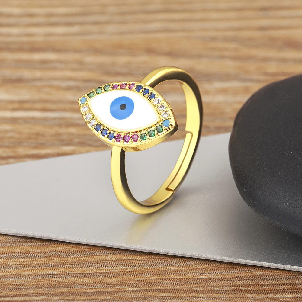 Новые популярные кольца с подвесками от сглаза инкрустированные красочным