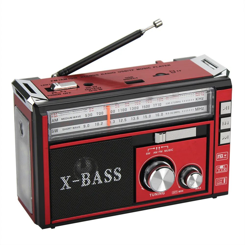 Portable FM/AM/SW 3-band radio TF card U disk MP3 player LED lighting lamp strong light emergency power supply USB SV |