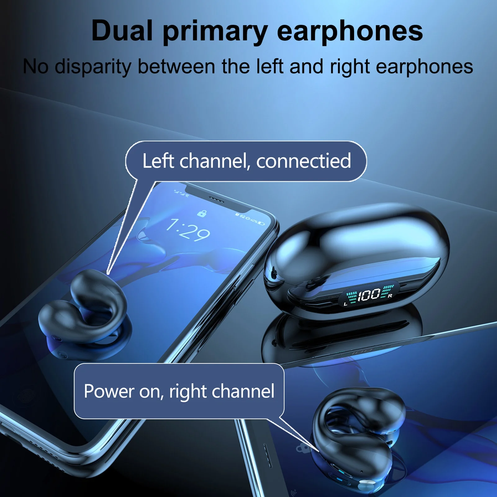 Спортивные наушники-вкладыши Bluetooth 5.3 со светодиодным дисплеем для спортивных