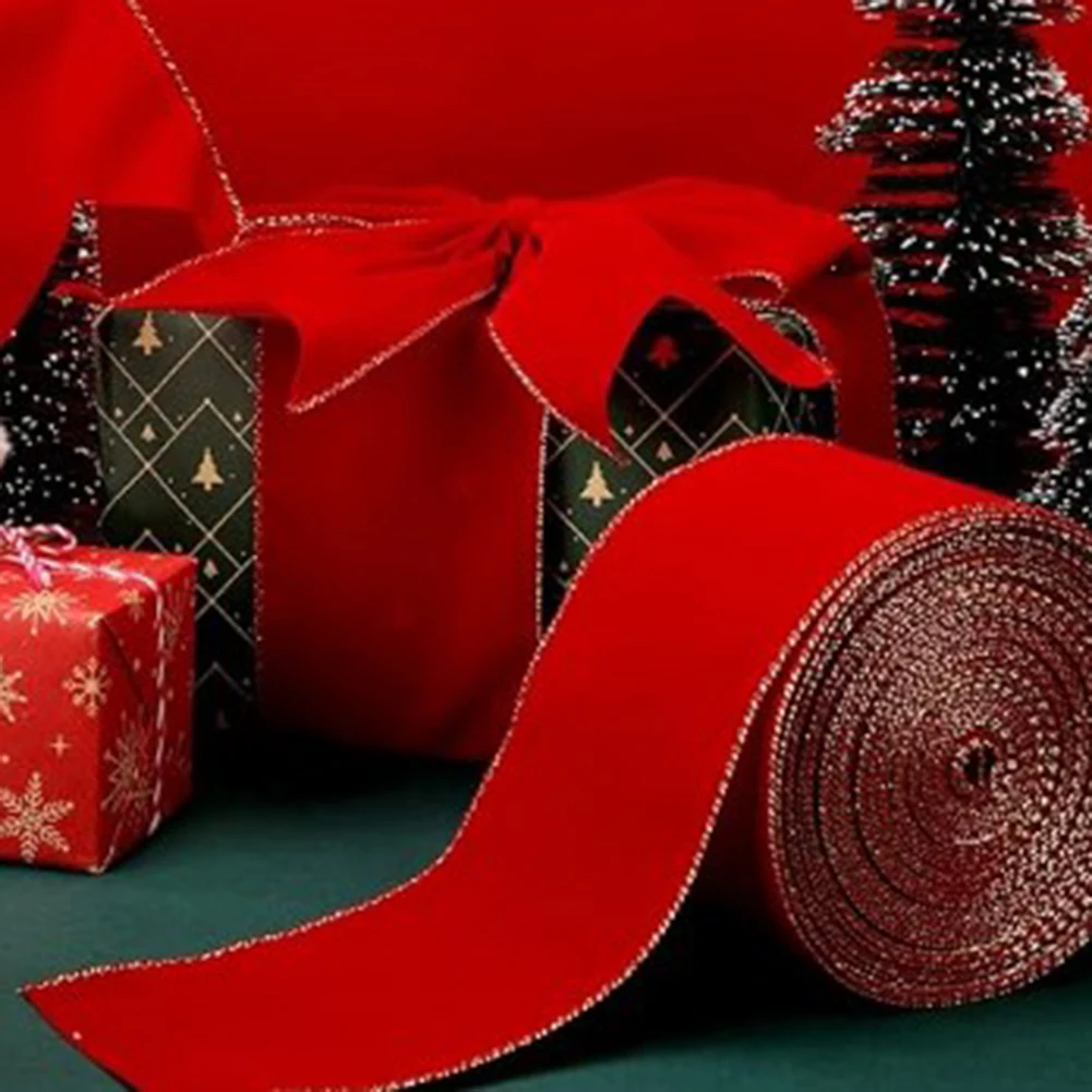 2 шт. тканая лента 5 ярдов рождественская с красной золотой каймой декоративная