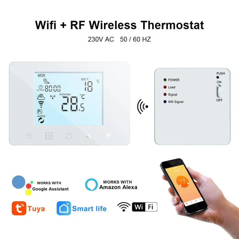 

Work With Alexa Google Home NTC Temperature Sensor Wireless LCD Display Temperature Controller For Floor Heating Electric Gas