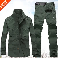 summer thin quick drying underwear suit long sleeved shirt mens outdoor large size sweatpants overalls two piece sets clothes