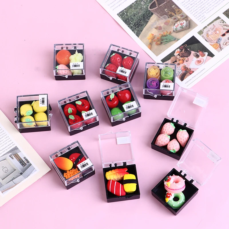 

1 Box Simulation Miniature Food Model Doll House Fruit Sushi Sauce Accessories A variety of Styles New Hot Sale