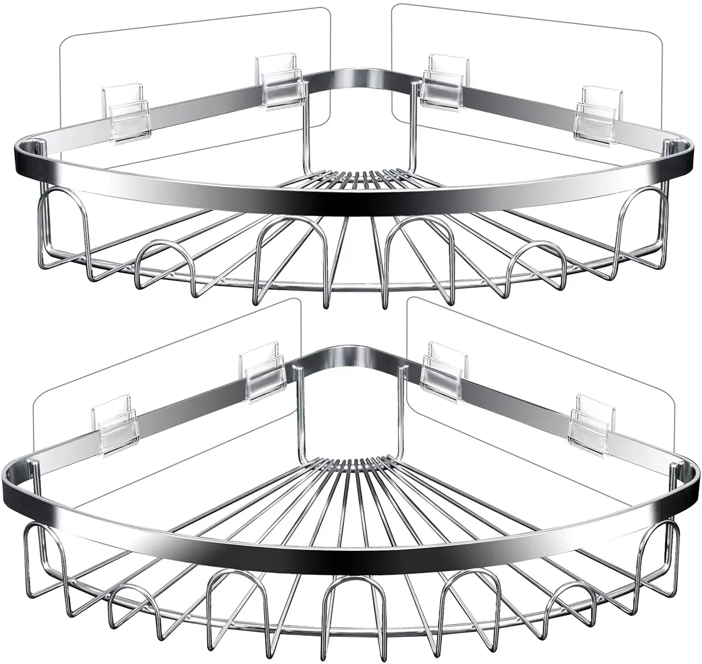 

Полка угловая из нержавеющей стали для душа, с крючками