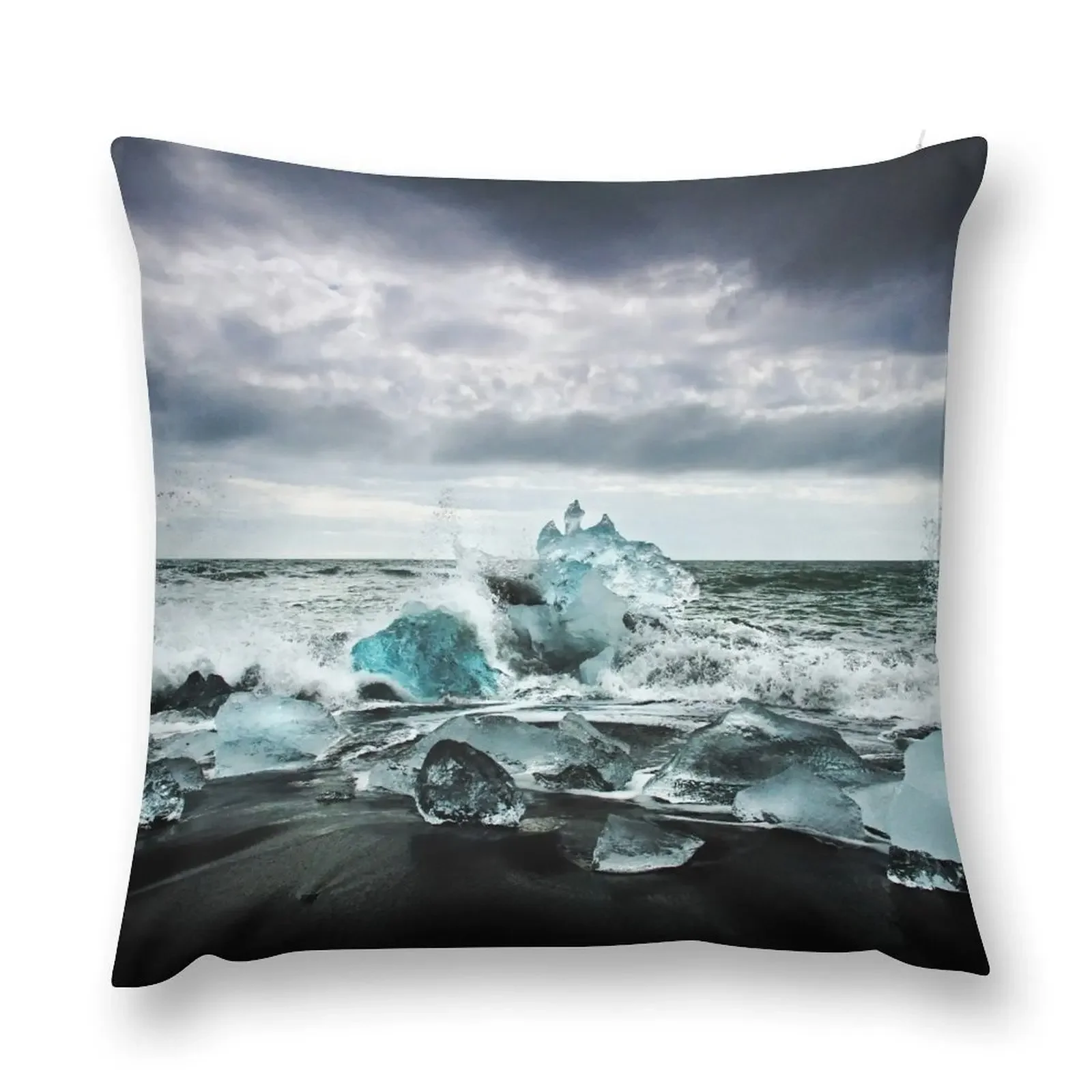 Исландия J?kuls филон Glacial Icebergs on Black Sand Beach Blue Ice II Декоративная подушка Диван