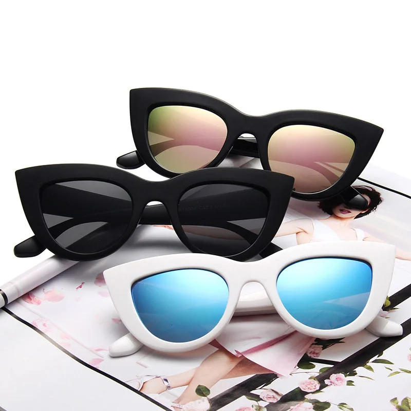 

2022 New Cat Eye Sunglasses Woman Fashion Big Frame Cat Sun Glasses Female Retro Shades UV400 Black White Color Oculos De Sol