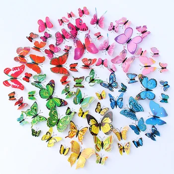 12Pcs Butterfly Stickers 3D Color Wall Stickers for Home Decor Pink Blue Stickers for Tile Window Diy Wall Art Magnet Stickers 1