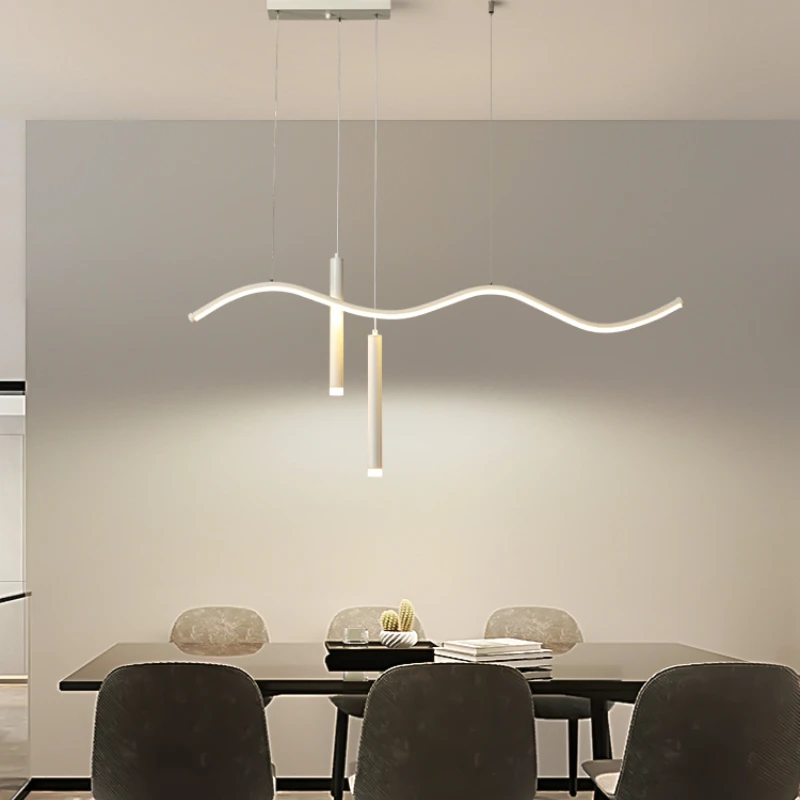 

Restaurant chandelier led modern creative dining room lamp northern Europe minimalist wave bar front desk office desk lamp