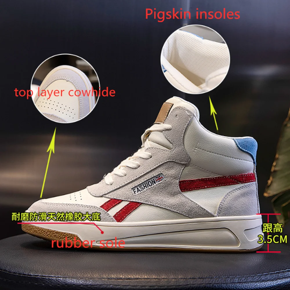 

Leather White Shoes Women's Spring 2022 New high-top Thick-soled Casual Women's Shoes Flat Shoes Plus Velvet Women's Boots Cotto