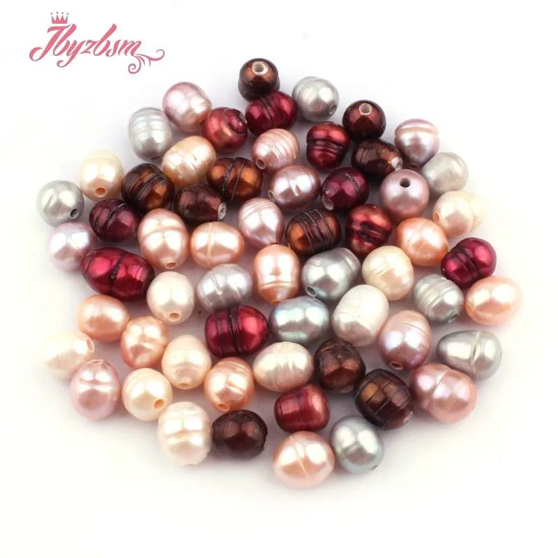 

9-10mm Oval Colorful Freshwater Pearl Natural Stone Loose Beads For Necklace Bracelat Earring Jewelry Making 10 Pcs (2mm Hole)