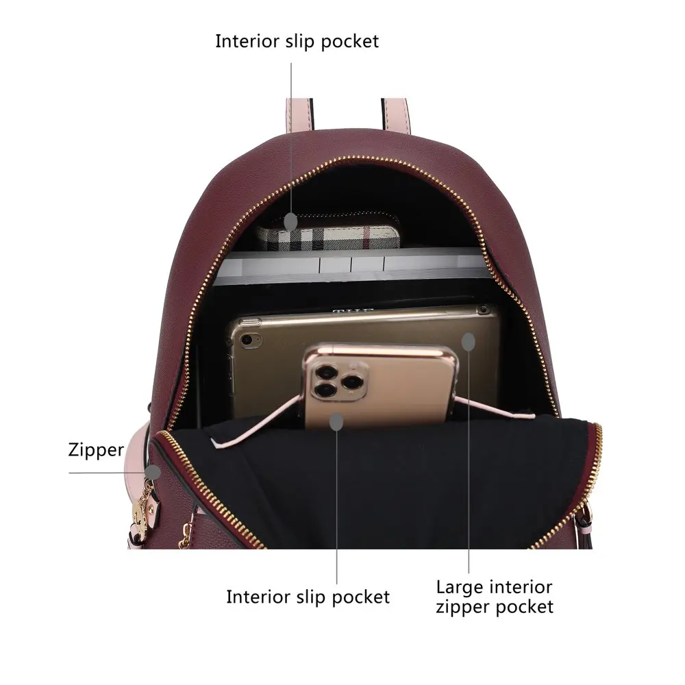 Collection Alice Vegan Leather Women`s Backpack by Mia k. - Chocolate