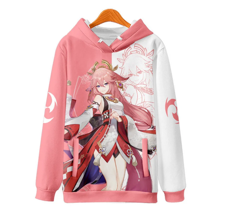 

ensin Impact Yae Miko cosplay di sweatsirt Noelle 3D Print unisex ded Sweatsrits Oversized Pullover arajuku man di