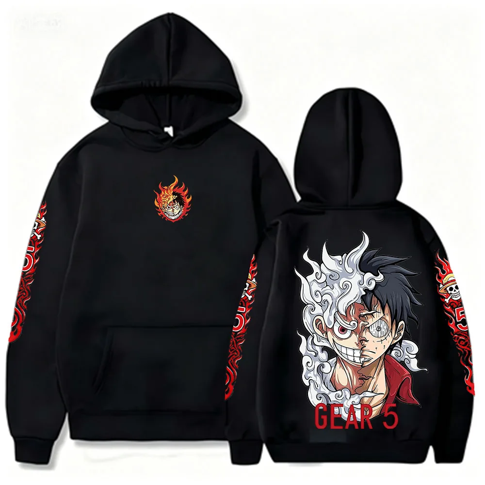 Фото Худи с принтом Луффи из аниме One Piece, унисекс, спортивная одежда с капюшоном, Nikamonchi D. Luffy, уличный стиль, свободный крой №3