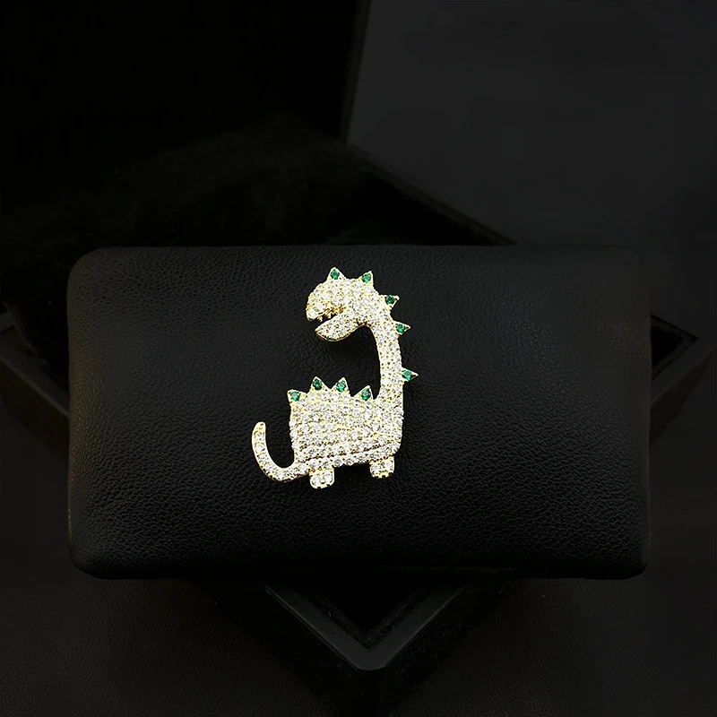 

Cute Japanese Style Dinosaur High-End Brooch Women's Luxury Cartoon Pins Fixed Clothes Suit Ornament Corsage Rhinestone Jewelry