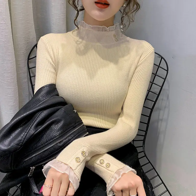 

Women Sweater Knit Pullovers Casual Slim Round Collar Long Sleeve Thick Blouse 2023 Autumn Winter Women Sweater Tops T115