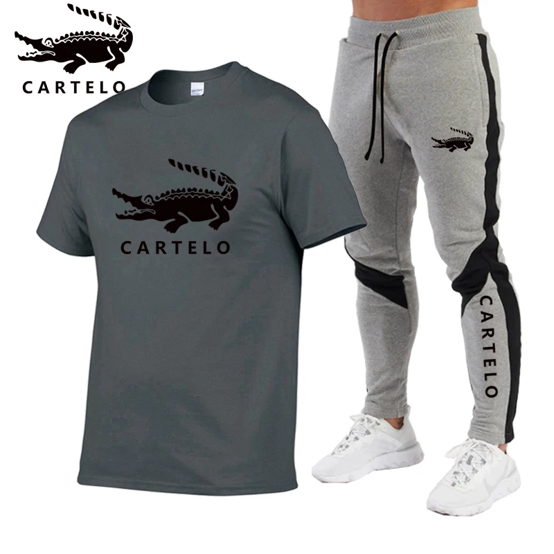 

Новинка весна, лето и осень 2022, мужской костюм Картье из крокодиловой кожи, модный спортивный костюм с принтом из футболки и брюк