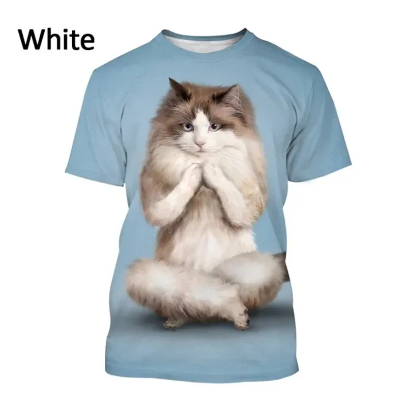 

Футболка женская с 3D-принтом кота и собаки, свободная, с рисунком животного