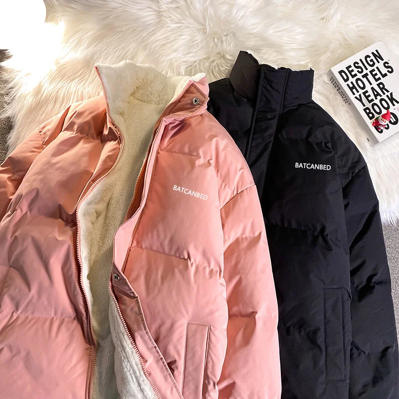 

Privathinker Women Thicken Parka Stand Collar Fleece Cotton Padded Jackets Letter Fashion Female Thicken Winter Coats 2023 New
