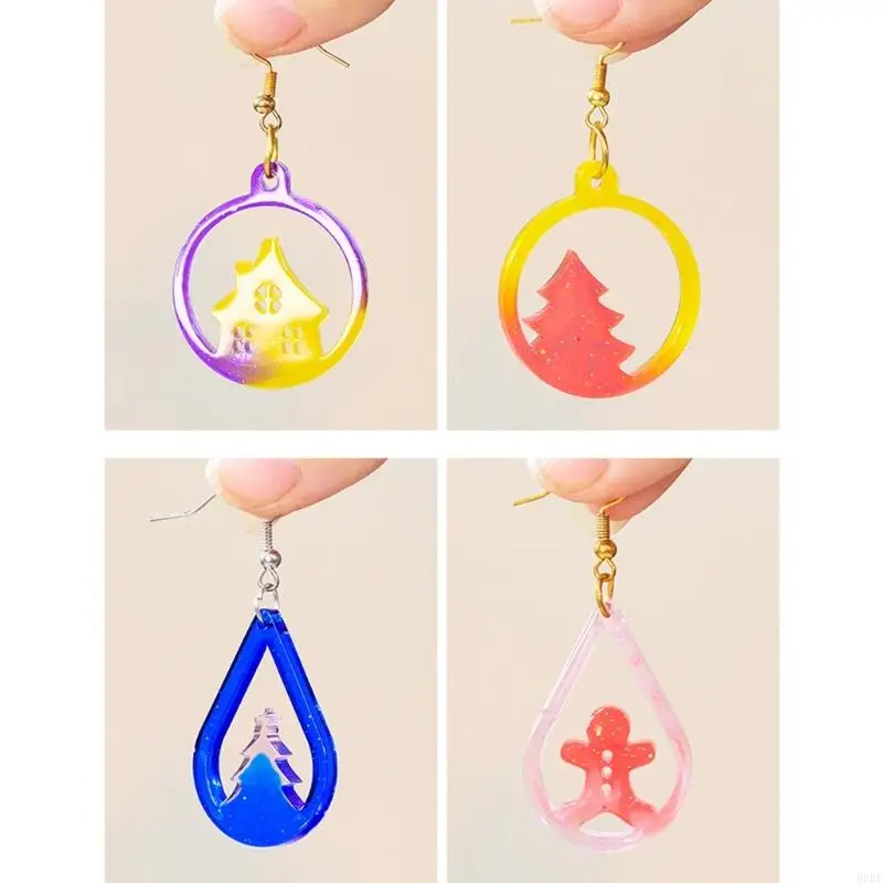 E0BF 4 шт. Рождественская тематическая форма для сережек подвески серег