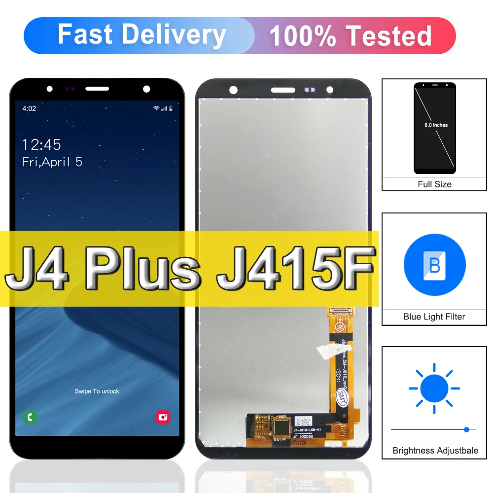 Оригинальный ЖК-дисплей 6,0 дюйма для Samsung Galaxy J4 + J4 Plus J415, ЖК-дисплей для детской яркости, цифровой преобразователь сенсорного экрана