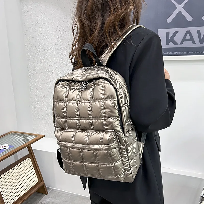 

Light Down Ultra Winter School Women Backpacks 2023 Bags Girls Quilted Space For Female Backpack Women's Plaid