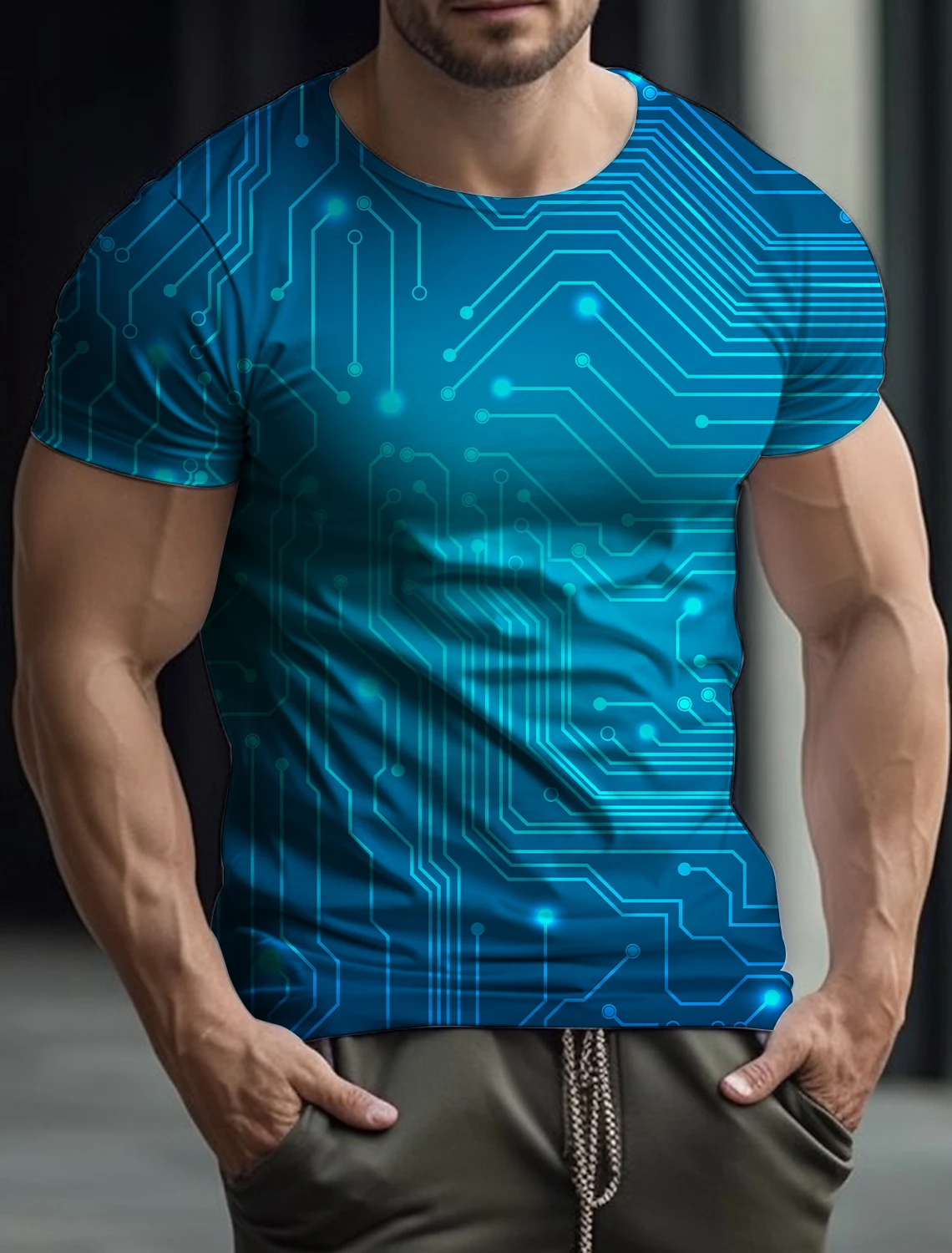 

Gym Men's T-Shirt 3d Print Digital Technology Summer Quick Drying Crew Neck Short Sleeve tee Oversized Tops tshirts for men