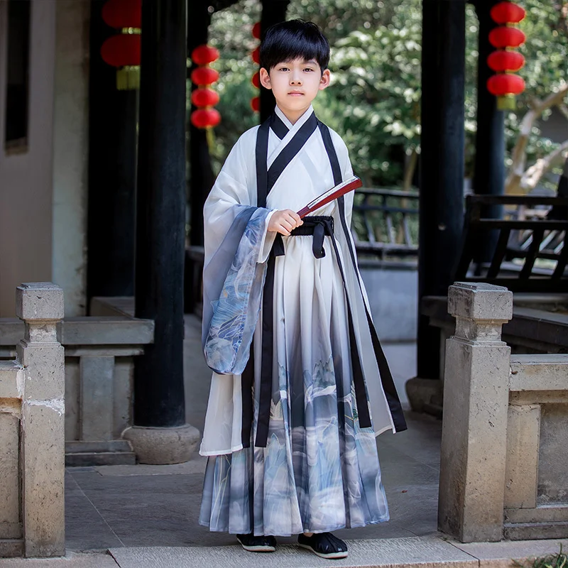 

Ancient Chinese Style Tang Style Children's Hanfu Boys' Summer Thin Traditional Chinese School Clothes Young Master's Clothes