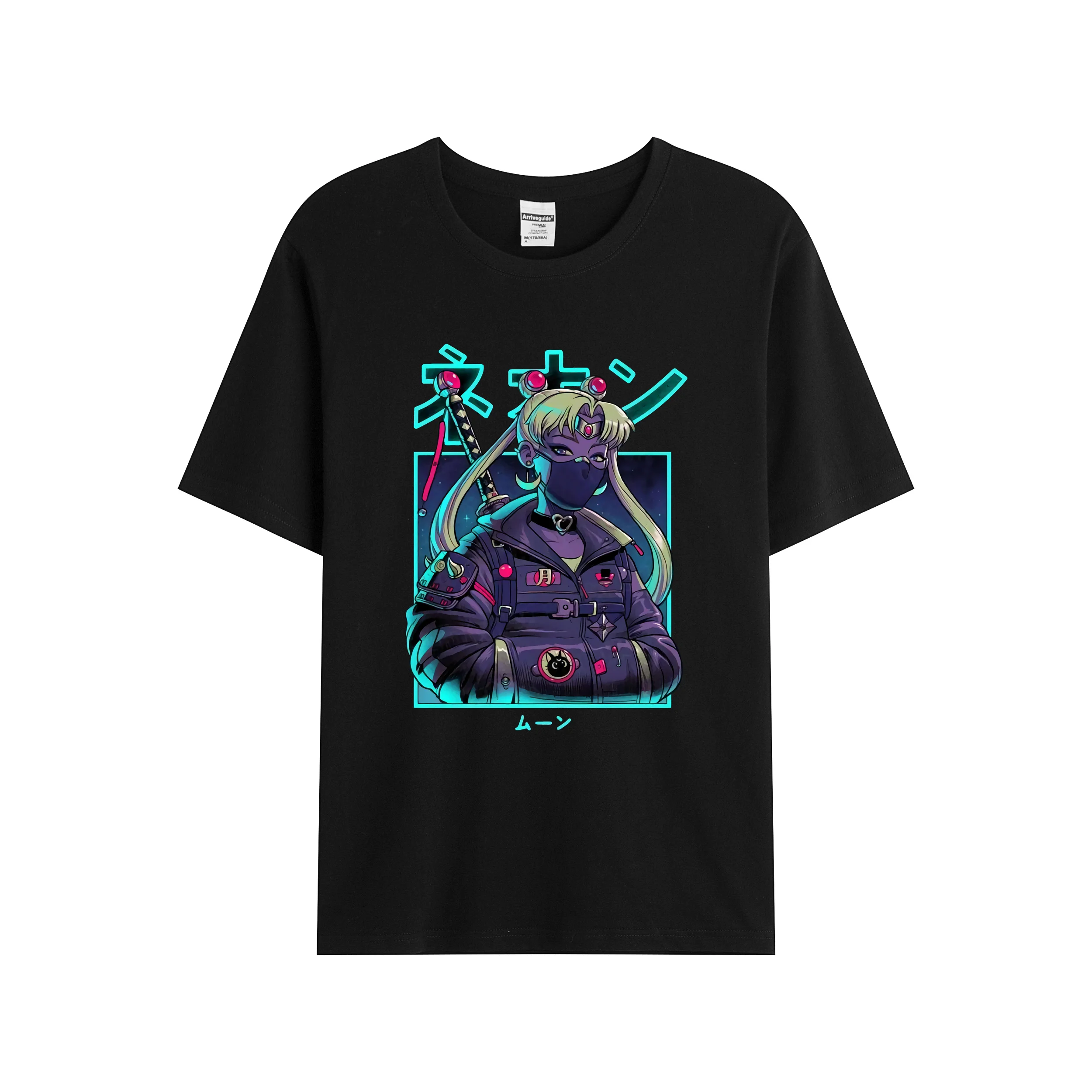 

2021 Men/Women's Summer Black Street Fashion Hip Hop Neon Moon T-shirt Cotton Tees Short Sleeve Tops