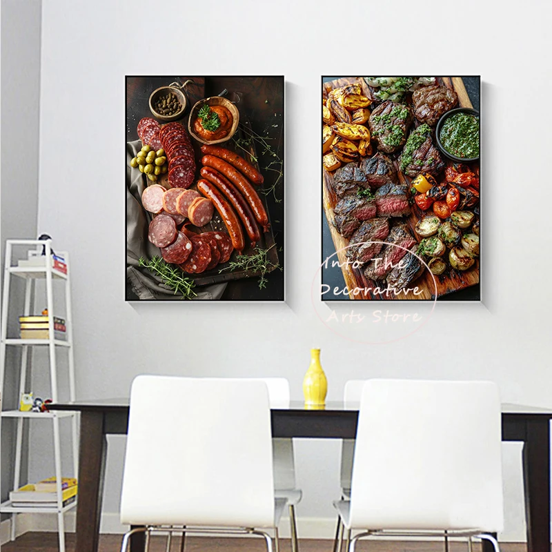 Фото Западная еда, кухня, морепродукты, каша, жареная курица, постеры, холст, картины с принтом, настенные художественные фотографии, домашний декор комнаты №3